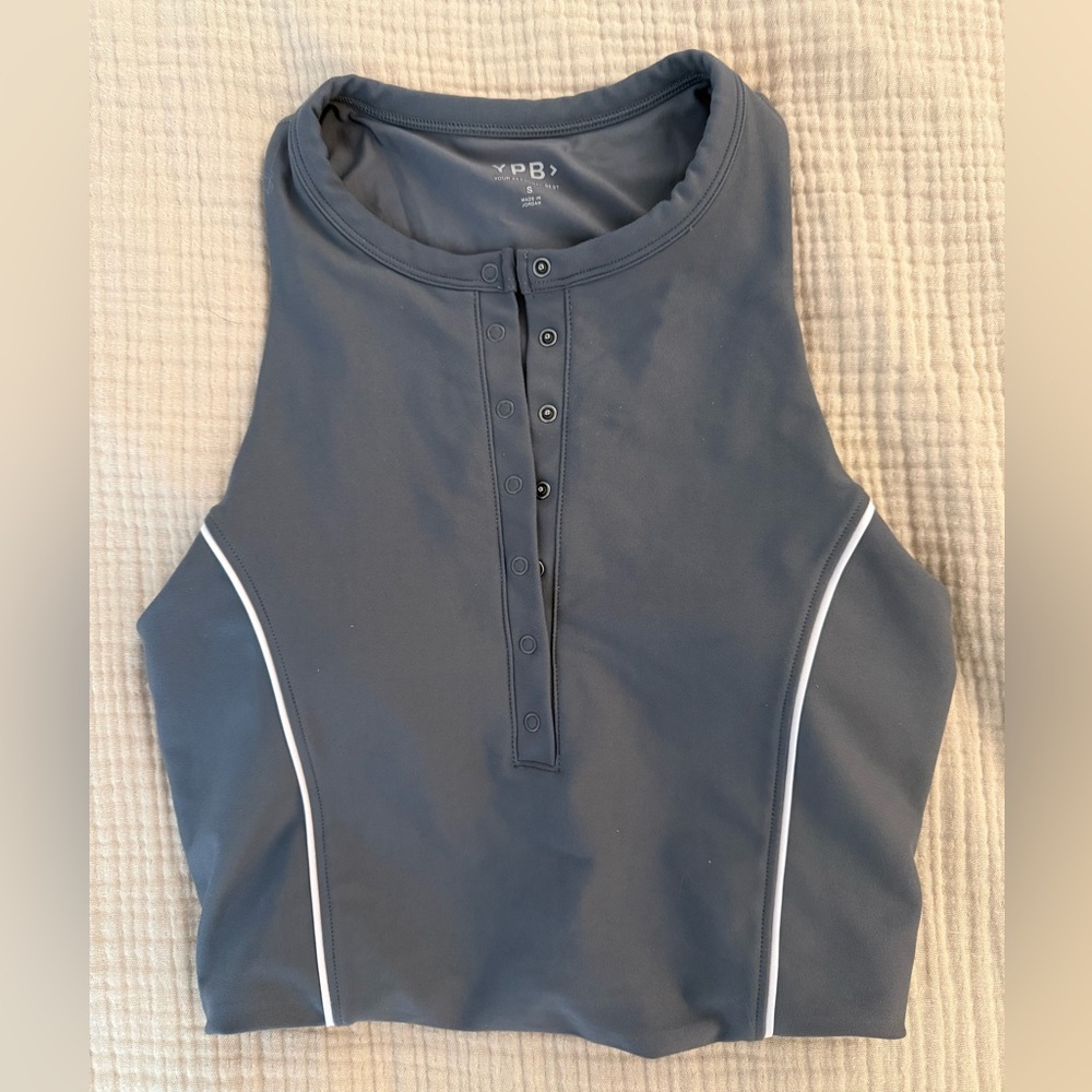 YPB Gray Buttoned Sleeveless Top